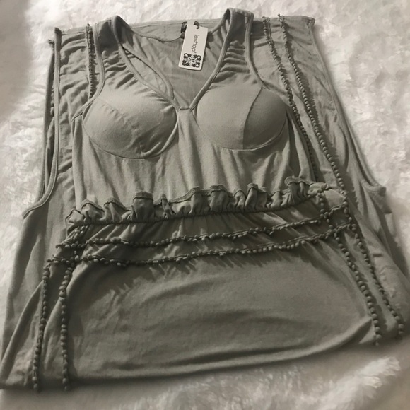 Long gray dress with thick straps with slit - Picture 8 of 8